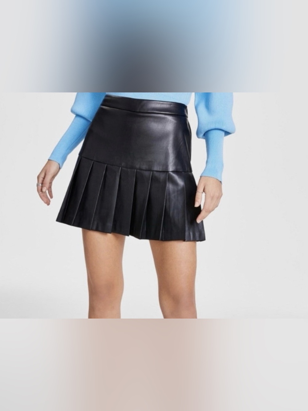 Bar III Faux Leather Pleated Skort Black XL Pleated Mini Skort